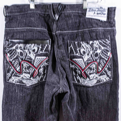 5ive Jungle Jeans Baggy Wide Leg Hip Hop Embroidered Pockets