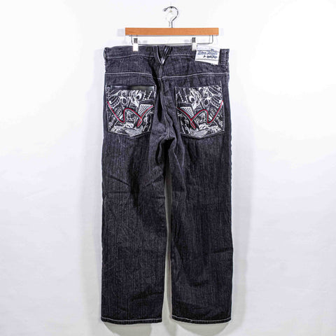 5ive Jungle Jeans Baggy Wide Leg Hip Hop Embroidered Pockets