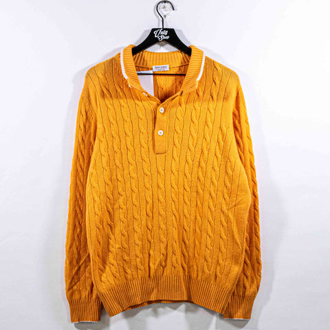 Gran Sasso Pure Cashmere Cable Knit Collared Sweater