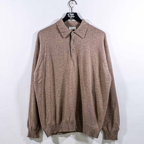 Gran Sasso Pure Cashmere Knit Long Sleeve Polo Shirt