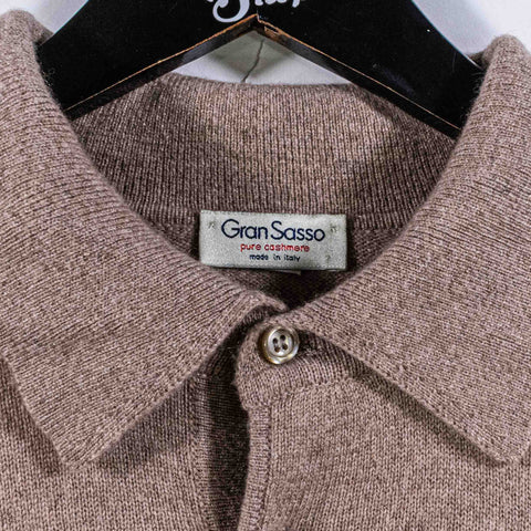Gran Sasso Pure Cashmere Knit Long Sleeve Polo Shirt