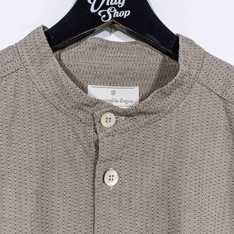 Ermengildo Zegna Band Mandarin Collar Button Shirt Made in Italy