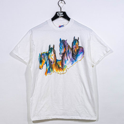 Horse Equestrian Rainbow T-Shirt Single Stitch