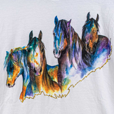 Horse Equestrian Rainbow T-Shirt Single Stitch