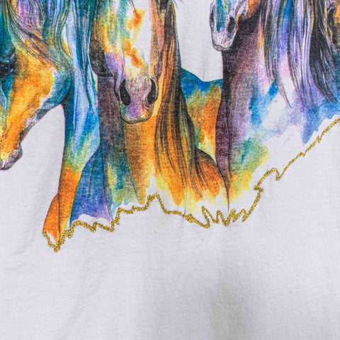 Horse Equestrian Rainbow T-Shirt Single Stitch