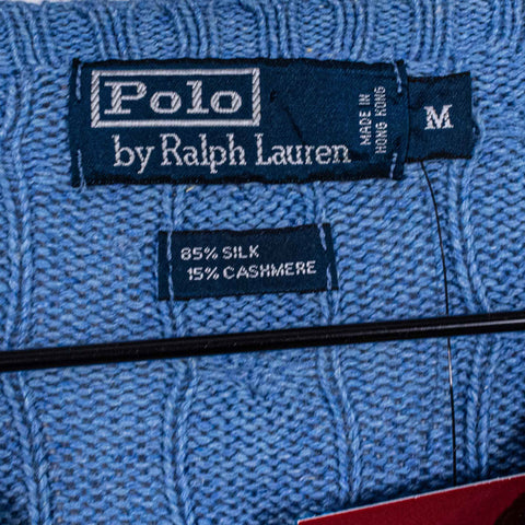 Polo Ralph Lauren Pony Silk Cashmere Cable Knit Fisherman Sweater