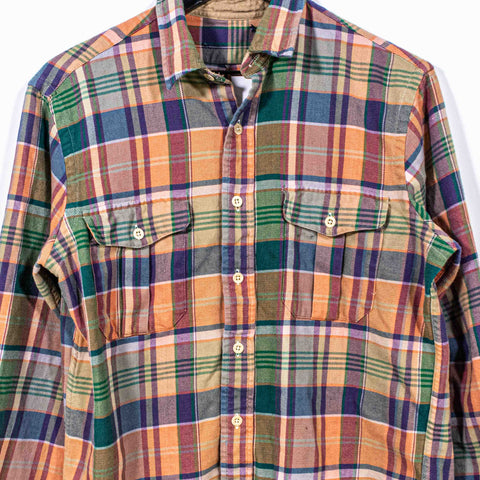 Ralph Lauren Polo Country Plaid Flannel Button Shirt Chopped Distressed