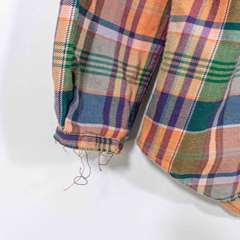 Ralph Lauren Polo Country Plaid Flannel Button Shirt Chopped Distressed