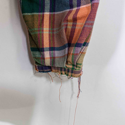 Ralph Lauren Polo Country Plaid Flannel Button Shirt Chopped Distressed