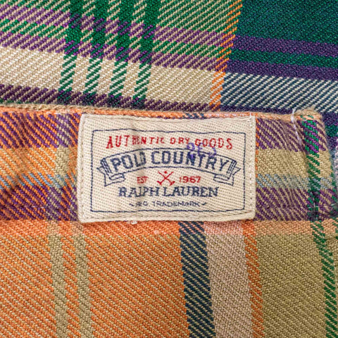Ralph Lauren Polo Country Plaid Flannel Button Shirt Chopped Distressed