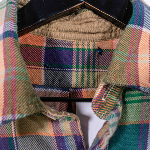 Ralph Lauren Polo Country Plaid Flannel Button Shirt Chopped Distressed