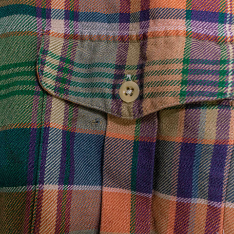 Ralph Lauren Polo Country Plaid Flannel Button Shirt Chopped Distressed