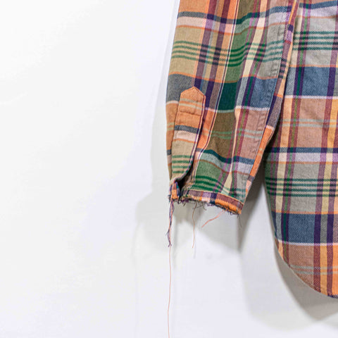 Ralph Lauren Polo Country Plaid Flannel Button Shirt Chopped Distressed
