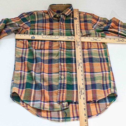 Ralph Lauren Polo Country Plaid Flannel Button Shirt Chopped Distressed