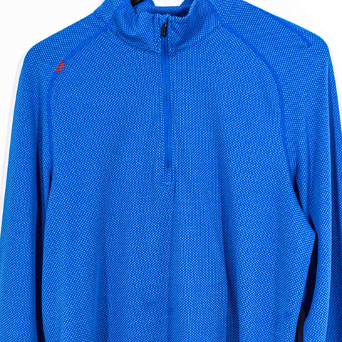 RHONE Sequoia 1/4 Zip Long Sleeve Polo Top Turkish Sea Blue