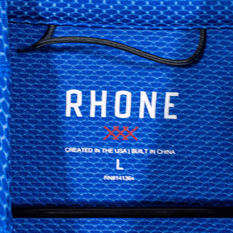 RHONE Sequoia 1/4 Zip Long Sleeve Polo Top Turkish Sea Blue