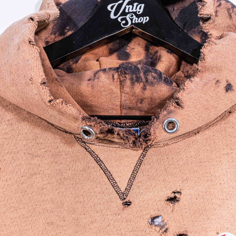 Champion Hoodie Sweatshirt Thrashed Bleached Made in USA