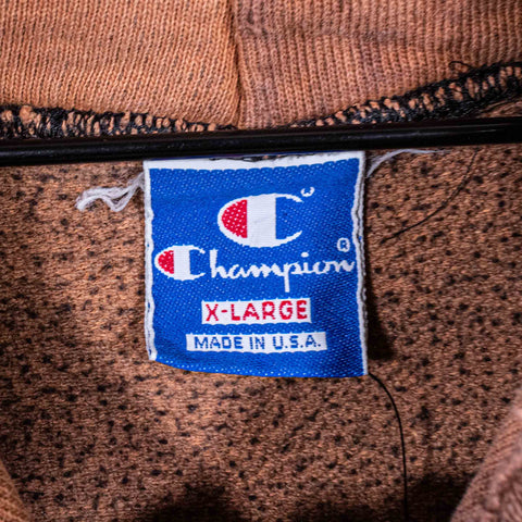 Champion Hoodie Sweatshirt Thrashed Bleached Made in USA