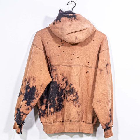 Champion Hoodie Sweatshirt Thrashed Bleached Made in USA