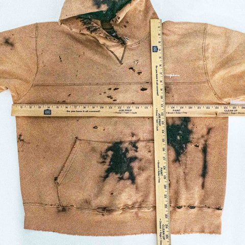 Champion Hoodie Sweatshirt Thrashed Bleached Made in USA