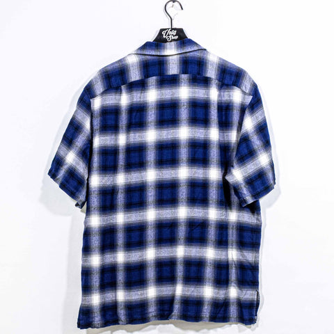 RRL Ralph Lauren Rayon Short Sleeve Button Shirt Plaid Loop Collar