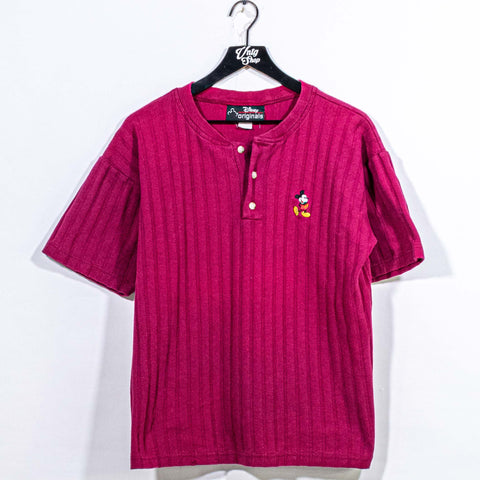 Disney Mickey Mouse Henley T-Shirt Embroidered