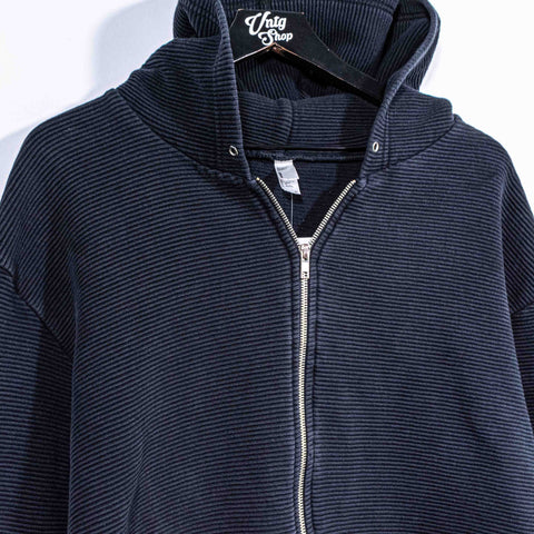 American Apparel Ribbed Zip Hoodie Sweatshirt