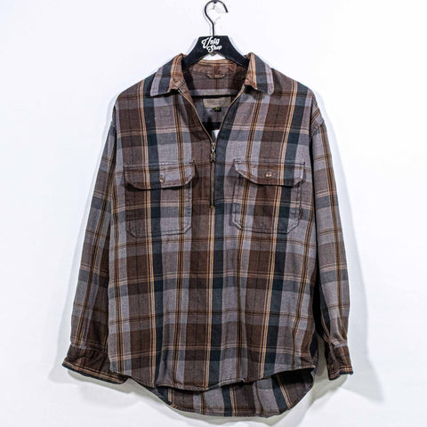 Timberland 1/4 Zip Flannel Shirt Elbow Pads