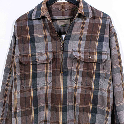 Timberland 1/4 Zip Flannel Shirt Elbow Pads