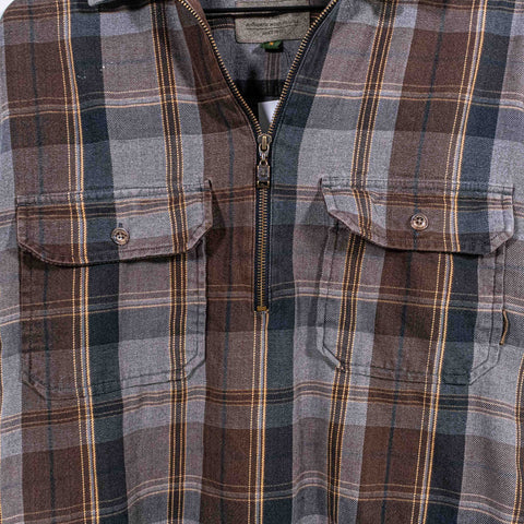 Timberland 1/4 Zip Flannel Shirt Elbow Pads