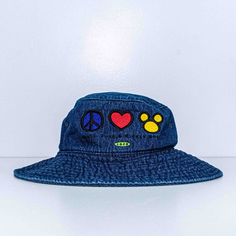 Disney Peace Love Mickey Mouse Denim Bucket Hat