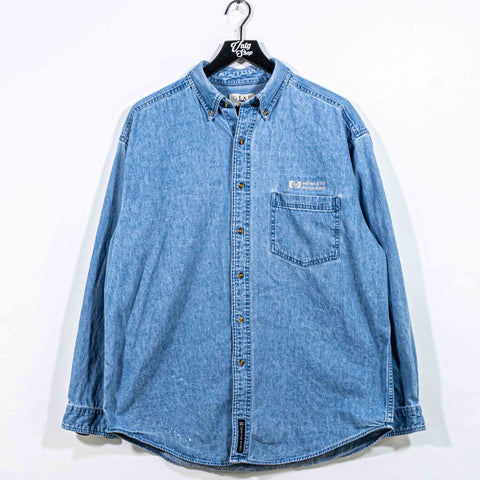 Hewlett Packard HP Computers Denim Button Down Shirt
