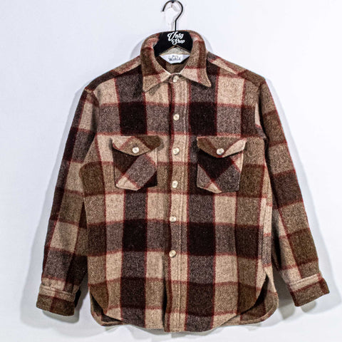 Woolrich Wool Nylon Flannel Button Shirt Shacket Double Pocket