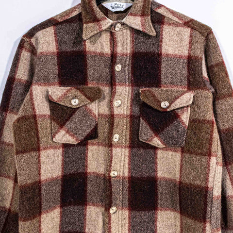 Woolrich Wool Nylon Flannel Button Shirt Shacket Double Pocket