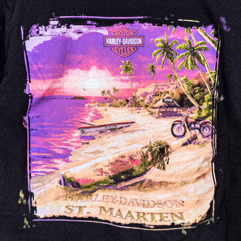 Harley Davidson Motorcycles T-Shirt St Maarten Motorhead Sun Fade