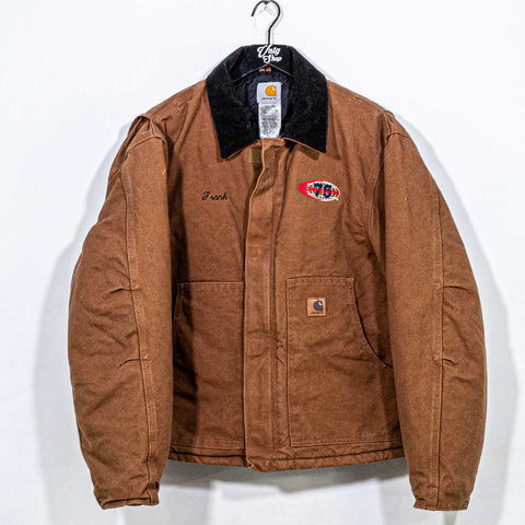 Carhartt Canvas Jacket Corduroy Collar J22 BRN Embroidered