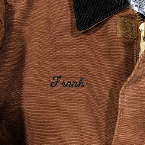 Carhartt Canvas Jacket Corduroy Collar J22 BRN Embroidered