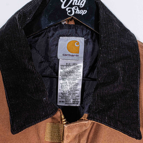 Carhartt Canvas Jacket Corduroy Collar J22 BRN Embroidered