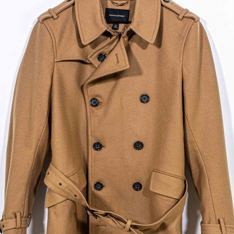 Banana Republic Wool Blend Trench Coat Emmetex Italian Fabric