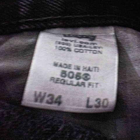 Levis 505 Black Denim Jeans Faded