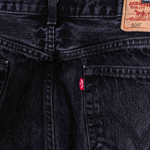 Levis 505 Black Denim Jeans Faded