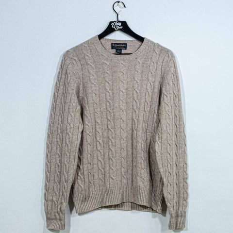 Brooks Brothers 4 Ply Scottish Cashmere Cable Knit Sweater Made in Scotland