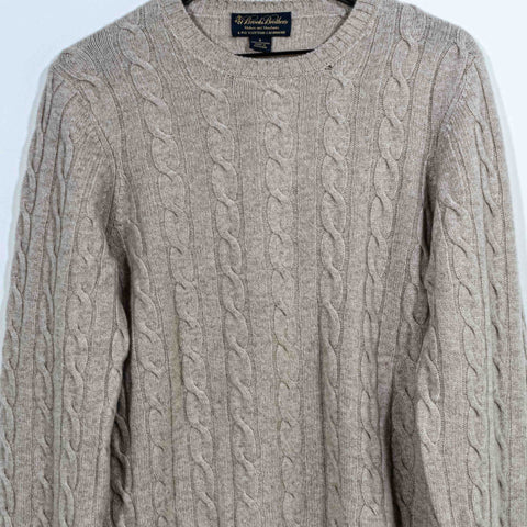 Brooks Brothers 4 Ply Scottish Cashmere Cable Knit Sweater Made in Scotland