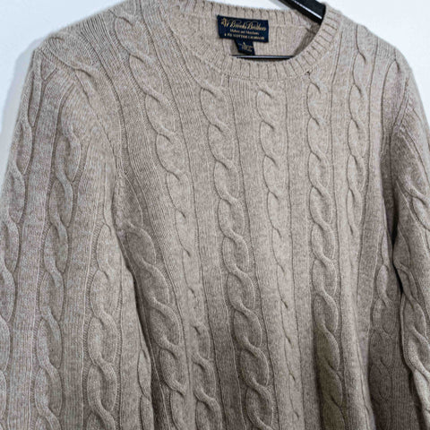 Brooks Brothers 4 Ply Scottish Cashmere Cable Knit Sweater Made in Scotland