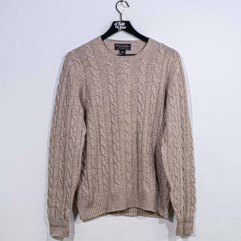 Brooks Brothers 4 Ply Scottish Cashmere Cable Knit Sweater Made in Scotland