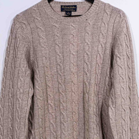 Brooks Brothers 4 Ply Scottish Cashmere Cable Knit Sweater Made in Scotland