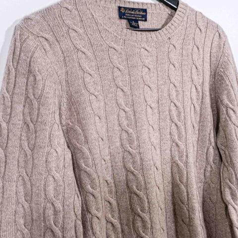 Brooks Brothers 4 Ply Scottish Cashmere Cable Knit Sweater Made in Scotland