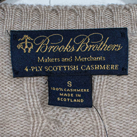 Brooks Brothers 4 Ply Scottish Cashmere Cable Knit Sweater Made in Scotland