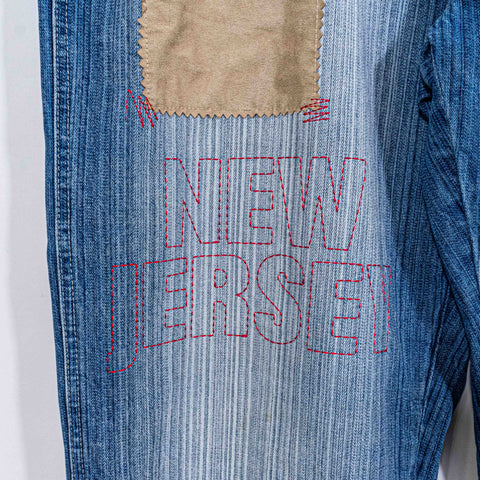 UNK NBA New Jersey Nets Patchwork Jeans Baggy Hip Hop