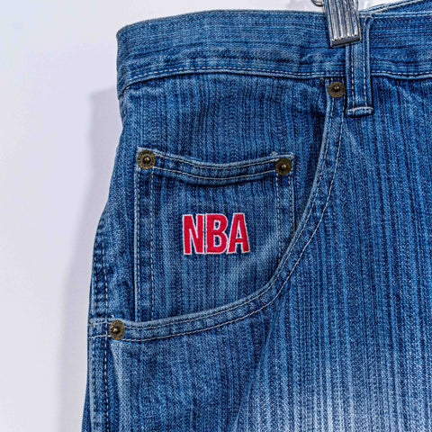 UNK NBA New Jersey Nets Patchwork Jeans Baggy Hip Hop